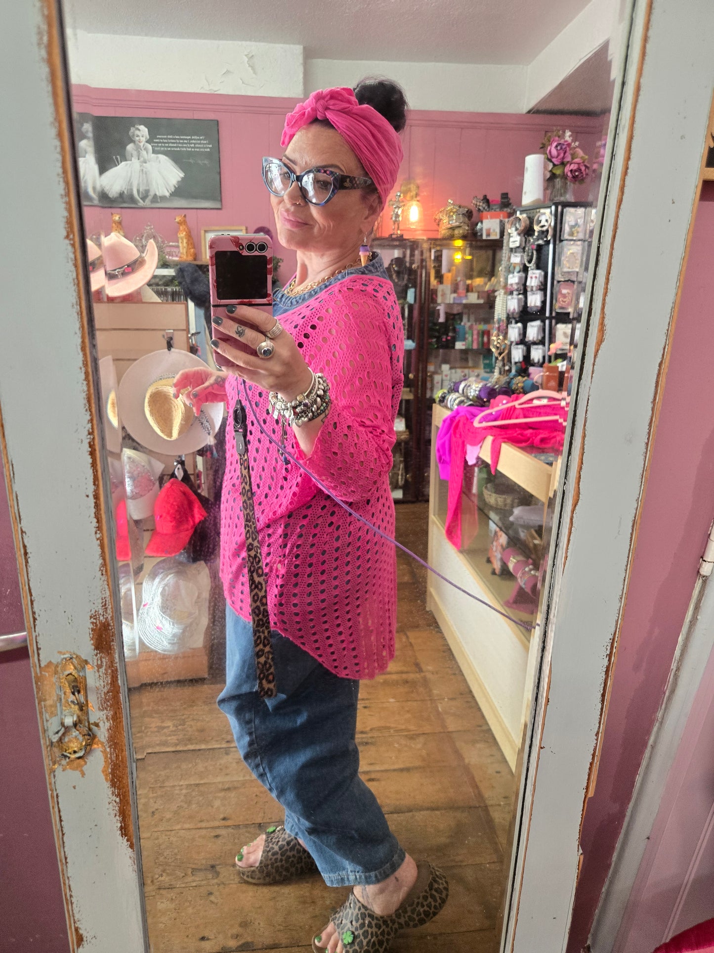 Pink holey top