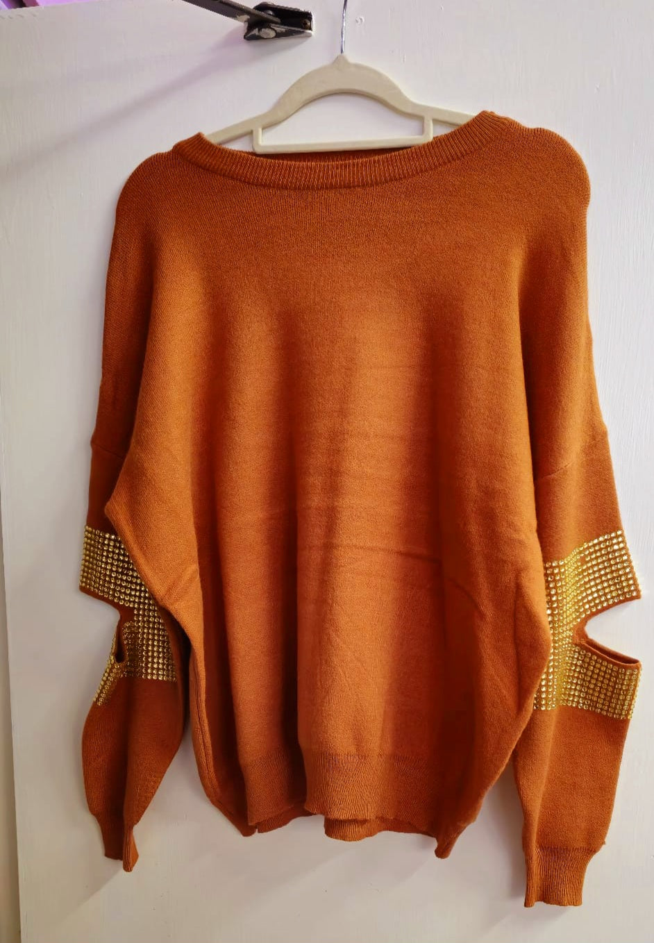 Rust jewelled elbow jumper 10/14