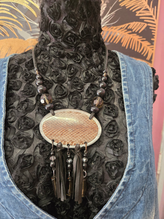 Leather tassle necklace