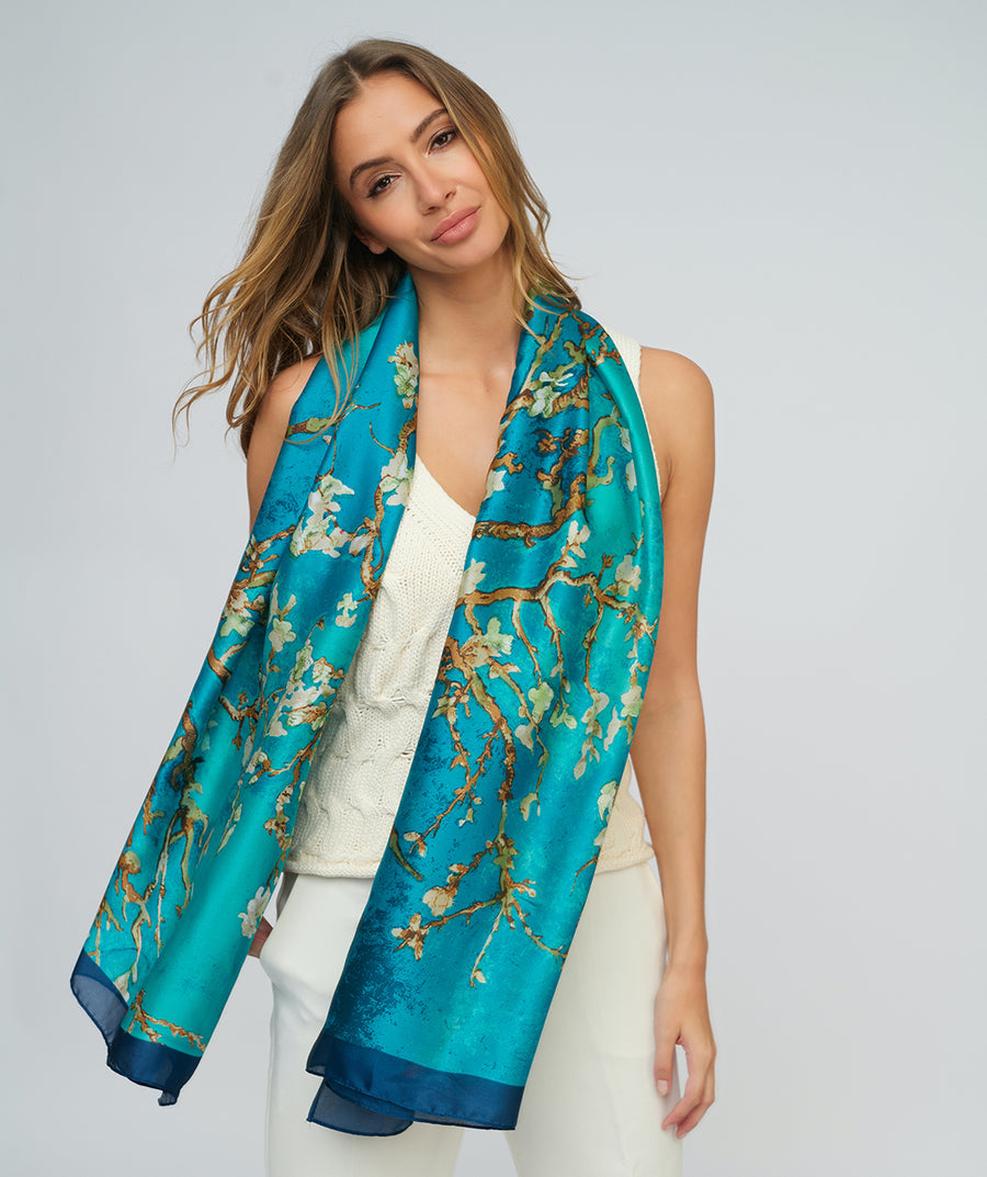 Teal blossom scarf