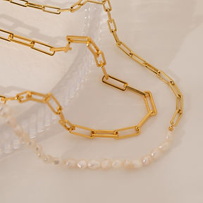 18ct plated freshwater pearl and gold neclace