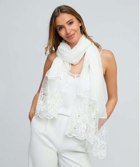 White diamanté pia rossini scarf