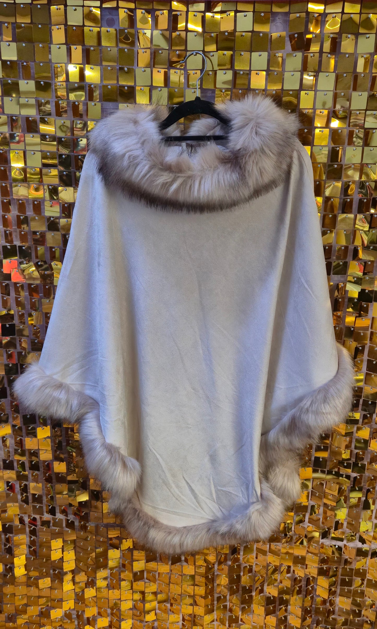 New Jayley Suede Faux Fur Poncho