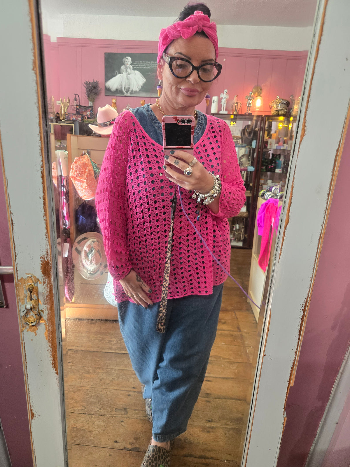 Pink holey top