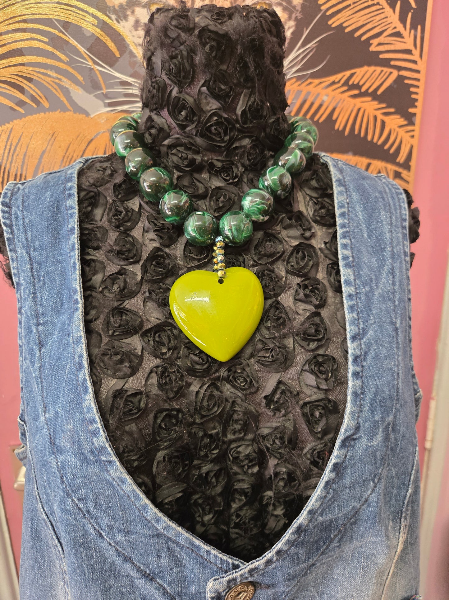Green heart necklace