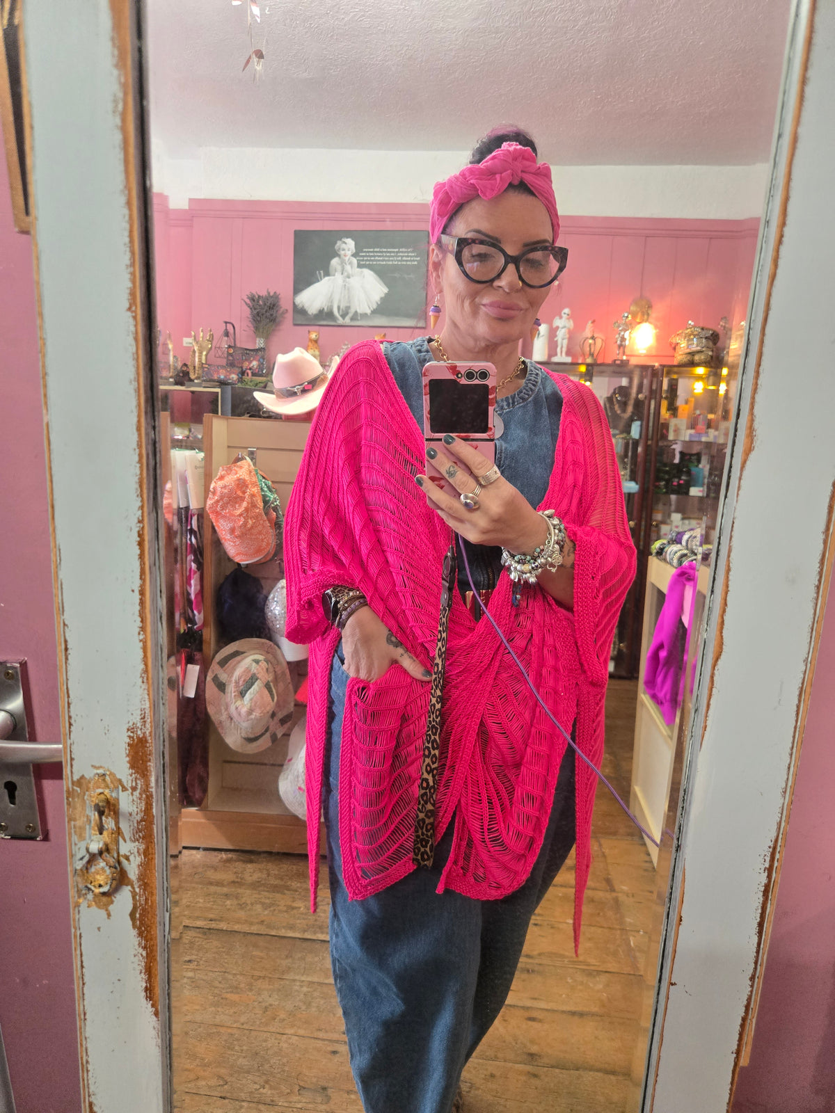 Pink crochet throw top