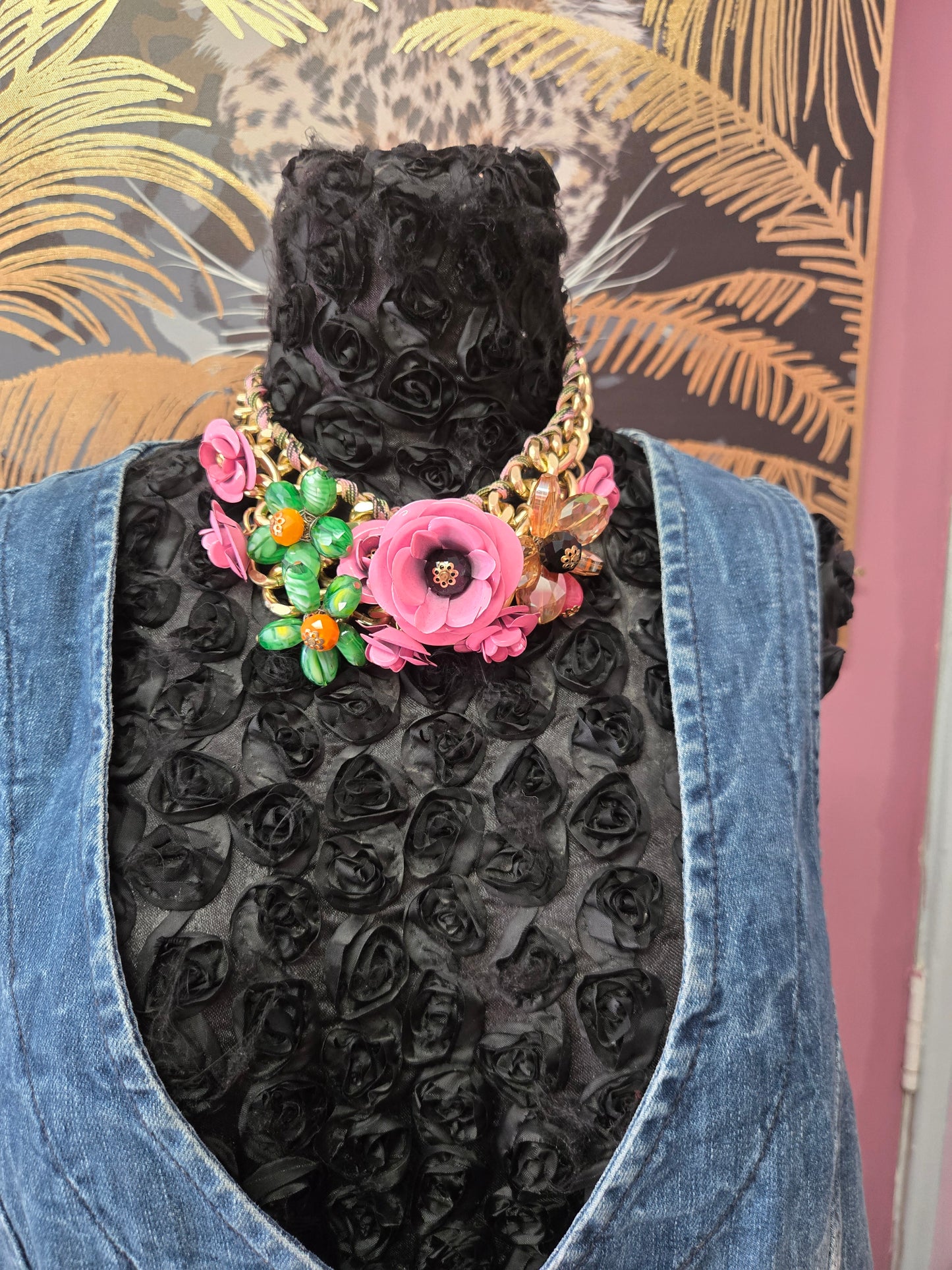 Pink floral necklace